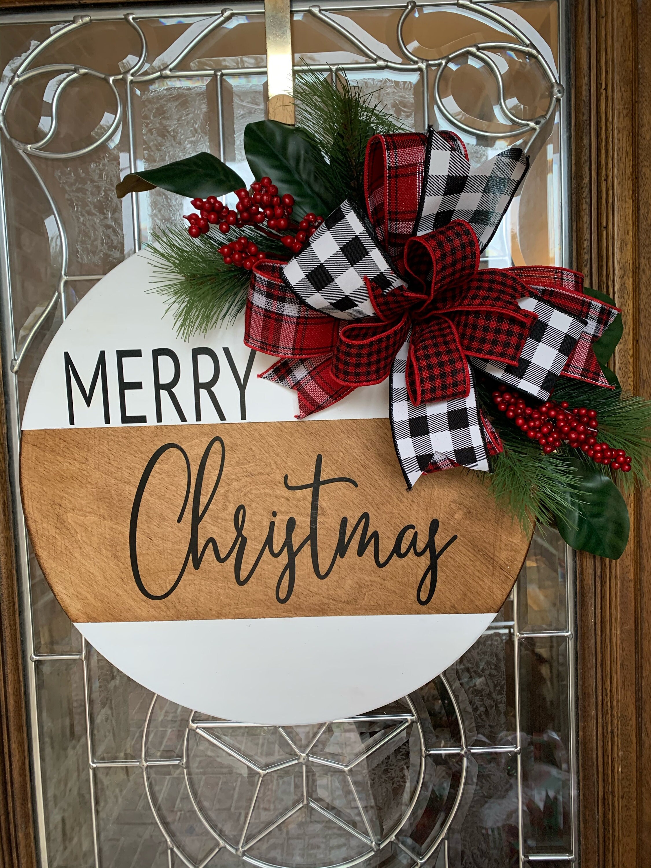 Merry Christmas Door Hanger Etsy