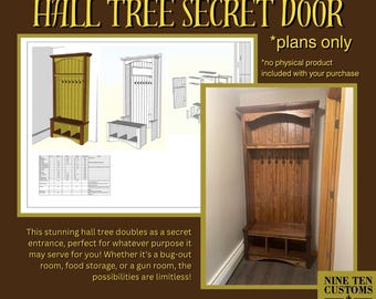 Hidden Door Hall Tree Holzbearbeitungspläne (PDF) 8,5 "X 11" 15 Seiten