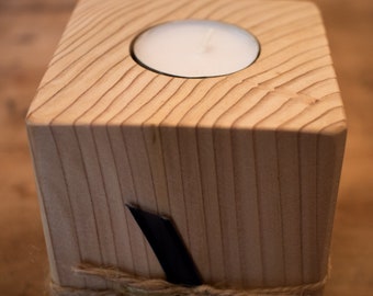 Cedar Tea Light Candle Holder