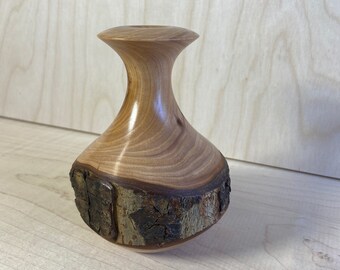 Live Edge Applewood Vase, Rustic Home Decor (5 inch)