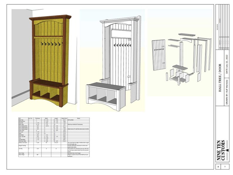 Hidden Door Hall Tree Woodworking Plans (PDF) 8.5" X 11" 15 Pages - Etsy
