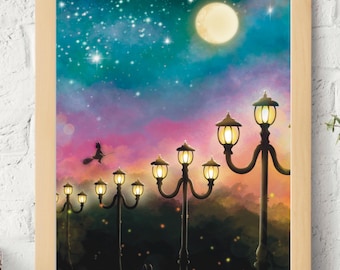 Kiki's Delivery Service | Jiji under Lamp Posts - Digital Print