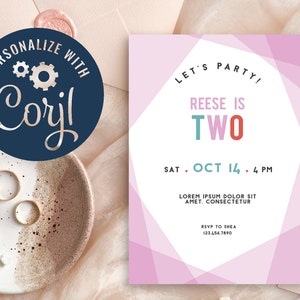 Editable Geometric Invitation for Girls Party