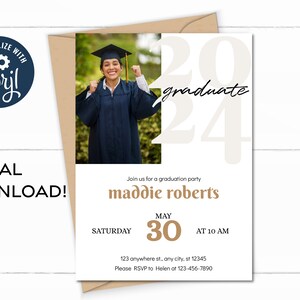 2024 Graduation Invitation Template, Senior Graduation Announcement, Graduation Party Template, Printable Graduation Template