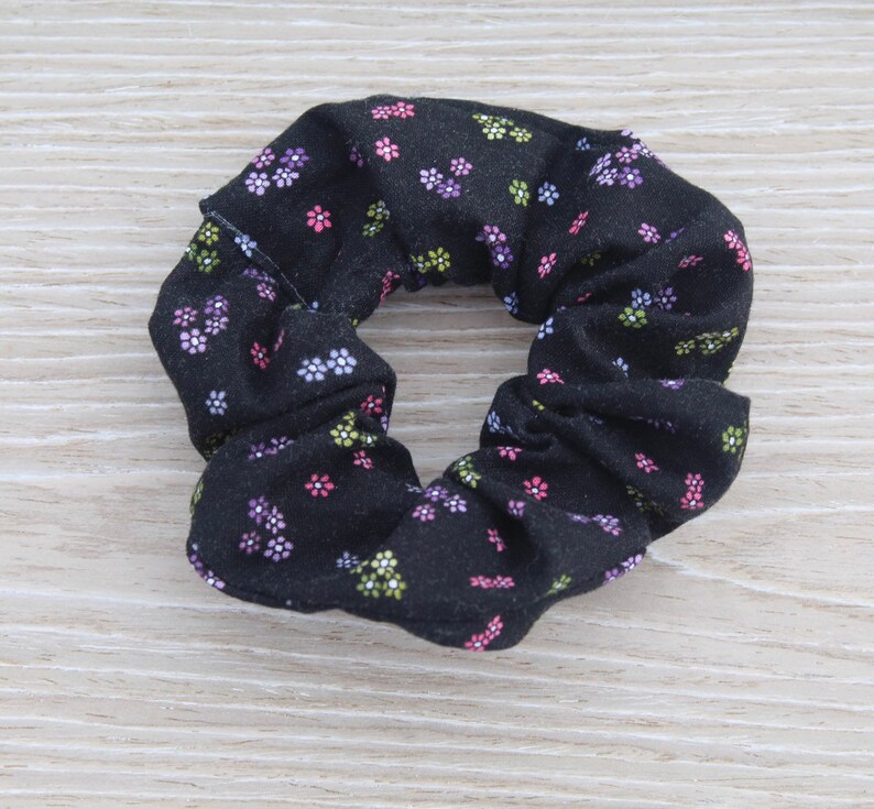 Black Flower Scrunchie Black Scrunchie Scrunchies Cotton Etsy
