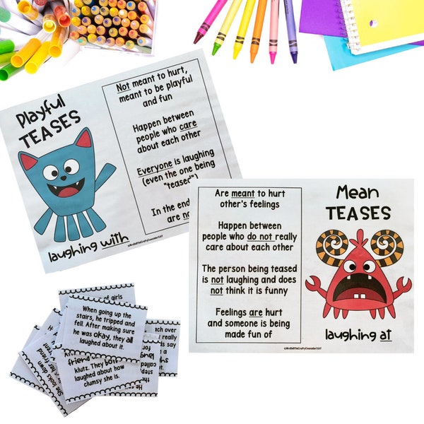 Teach about Teasing Julia Cook Tease Monster Book Companion Activity