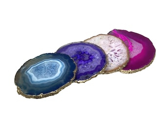Agate Coasters -Gilded-Edge- ASSORTED - Sets of 1/2/4/8+ - Housewarming gift - Bridal gift- Home Decor-Birthday gift-