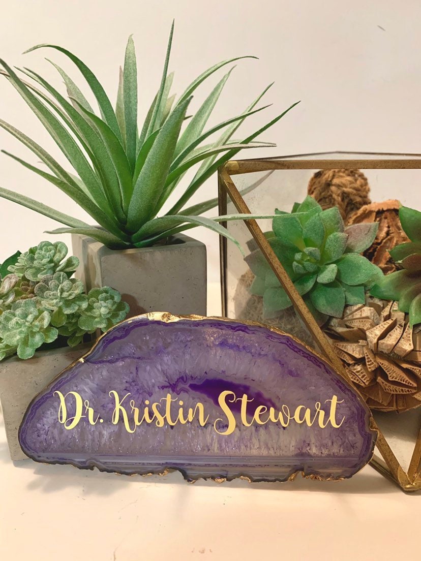 Agate Name Plate - Personalized Name Plate - Teacher Gift- Customizab…