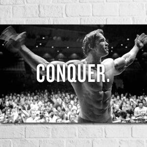 Arnold Schwarzenegger | CONQUER Framed Canvas Digital Artwork Wall Art
