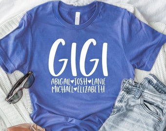 Personalized Gigi T-shirt With Grandkids Names