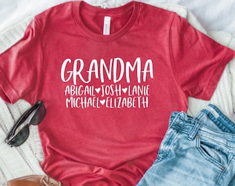 Personalized Grandma T-shirt With Grandkids Names