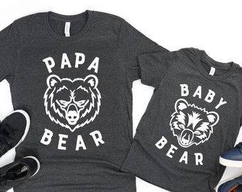 Papa Bear Baby Bear Father Son Matching T-Shirts - Dad Shirts - Son Shirts - Father's Day Gifts - Papa Bear - Baby Bear