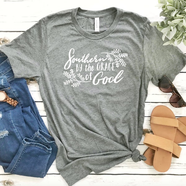 Southern By The Grace of God T-Shirt - Southern T-shirt - Country Girl Shirt - Cute Shirt for Women