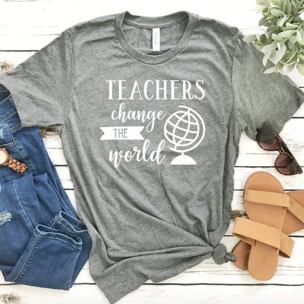 Teachers Change the World Deep Heather Unisex T-shirt - Teacher Shirt - Teaching Our Future - Gift for Teacher