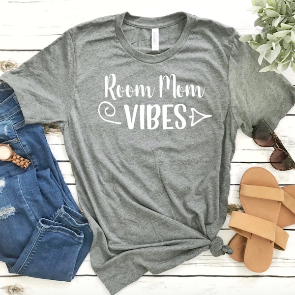 Room Mom Vibes Deep Heather Grey T-shirt - Classroom Mom Shirt - Gift for Room Mom - Room Mom Shirts