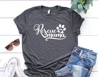 Rescue Mama T-shirt - Dog Mom Shirt - Gift for Dog Mom - Dog Foster Mom Shirt - Rescue Mama - Paw Print