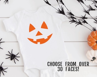 Infant Halloween Face Bodysuit - Pumpkin Face Baby Shirt - Jack O Lantern Shirt - Baby Halloween Shirt - Pumpkin Shirt