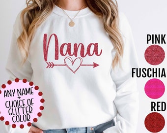 Personalized Glitter Valentines Day Sweatshirt - Add Any Name