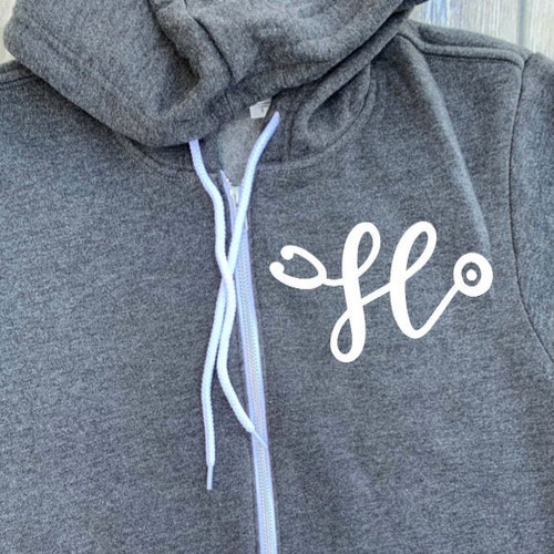 Personalized Nurse Stethoscope Initial Zip up Hoodie Hooded Etsy