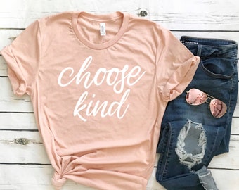 Choose Kind Heather Peach Unisex T-shirt - Be Kind Shirts - Kindness T-shirt