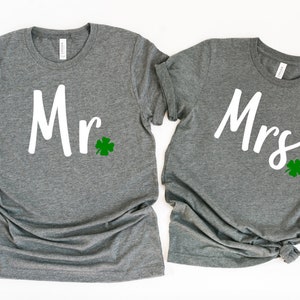 Mr. & Mrs. Couples St. Patrick's Day Unisex T-Shirts - St. Patricks Day Shirts - Women - Men - Matching Set - Mr. and Mrs. - Husband - Wife