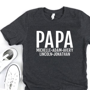 Personalized Papa T-shirt With Grandkids Names