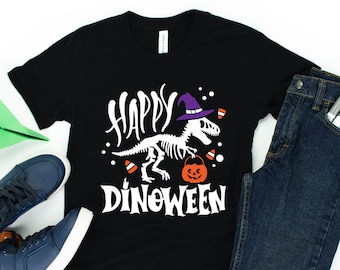 Boys Dinosaur Halloween T-shirt - Happy Dinoween - Dinosaur Tee - Boys Halloween Shirt - Kids Halloween Shirts