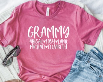 Personalized Grammy T-shirt With Grandkids Names