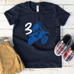 Toddler Boys Dirt Bike Birthday Shirt 3rd Birthday Shirt Third Birthday Party Shirt Dirt Bike Birthday Motocross Shirts image 1