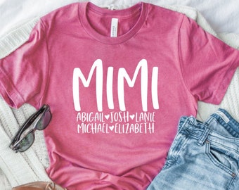 Personalized Mimi T-shirt With Grandkids Names