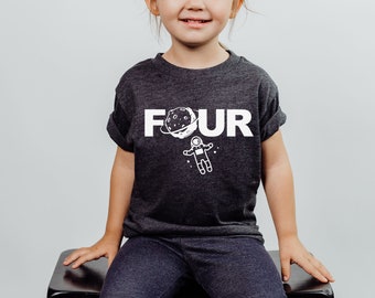 Four Space Shirt - Outer Space Birthday Tshirt - Custom Space Shirt - 4th Birthday Tee - Astronaut Party Shirt - Four Year Birthday Party