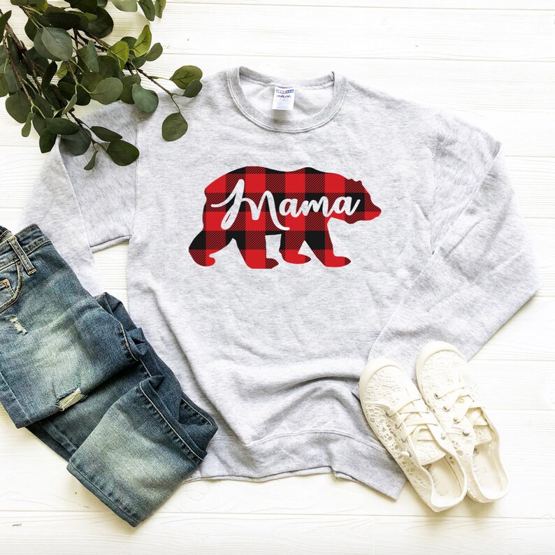 Mama Bear Sweatshirt Mom Life Sweatshirt Mama Bear Shirt Mama Bear Buffalo Plaid Zip Sweatshirt Red Buffalo Plaid Mama Bear Shirt