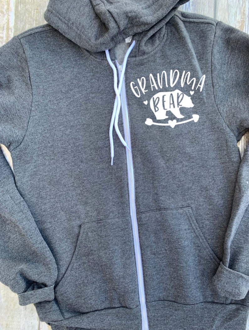 Grandma Bear Zip up Hoodie Hooded Jacket Gift for Grandma Etsy