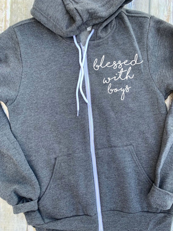 Blessed With Boys Unisex Zip up Hoodie Mom Hoodie Blessed Mom