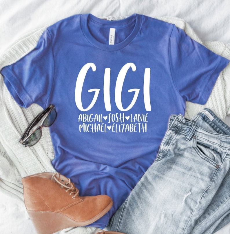 Personalized Gigi Tshirt With Grandkids Names Gigi Shirt Etsy