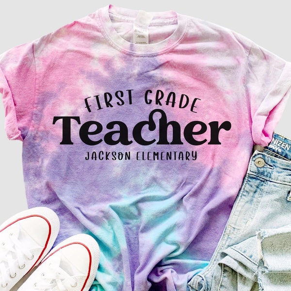 Custom Tie Dye Teacher Shirt - Personalize Grade And School Name