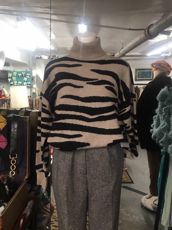 St. John Zebra Turtle Neck Sweater