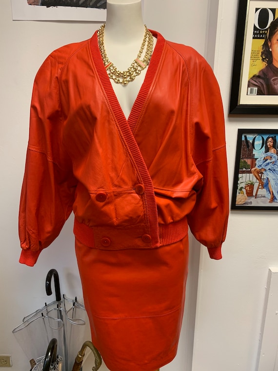 Valentino Red Leather Suit - image 1