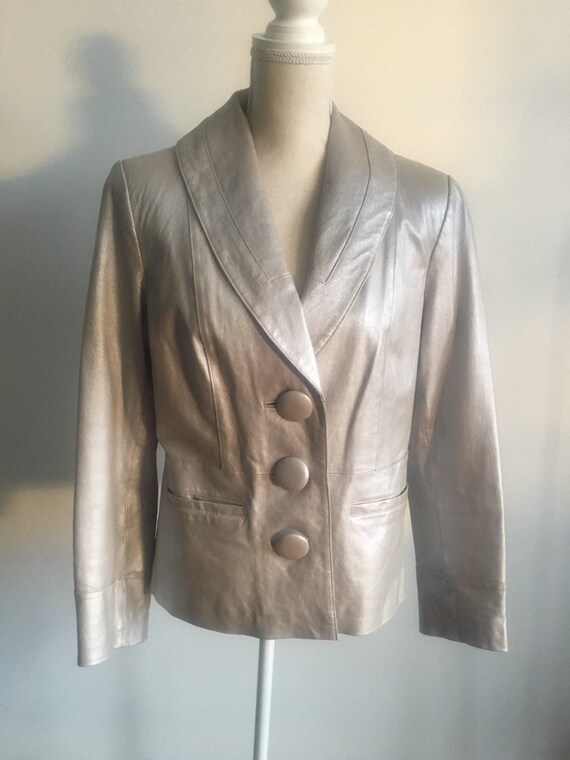 Silver Metallic Leather Jacket