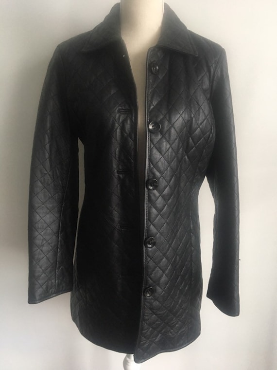 Neiman Marcus Quilted Leather Coat