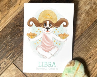 Libra Basset Hound Card: Funny Zodiac Dog Birthday Card