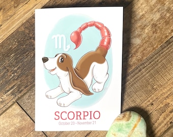 Scorpio Basset Hound Card: Funny Zodiac Dog Birthday Card