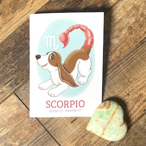 Skorpion Sternzeichen Hund Karte, lustige Sternzeichen Karte, Hund Sternzeichen Karte, Hund Geburtstagskarte, Skorpion Geburtstagskarte, Basset Hound Karte, Skorpion Geschenke