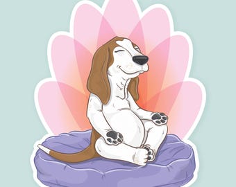 Basset Hound Yoga Sticker: Funny Dog Lover Gift