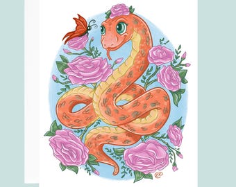 Year of the Snake Note Card, Lunar New Year Stationery