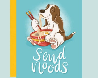 Send Noods Basset Hound Greeting Card: Foodie Dog Lover Card