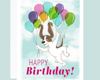 Biglietto di auguri di compleanno Basset Hound: illustrazione del cane Dharma