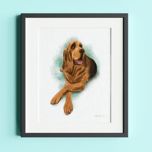 Bloodhound Print, dog art, Art Print, Wall Decor, bloodhound art, dog wall art, dog decor, bloodhound portrait, gifts for dog lovers