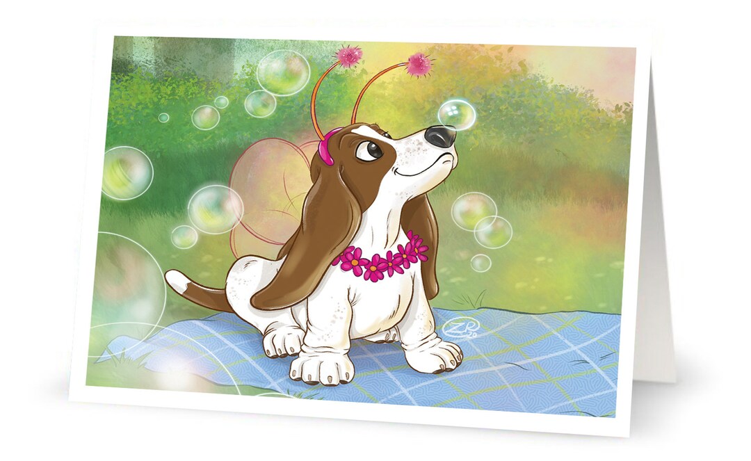 Basset Hound Puppy Note Card, Dog Greeting Card, Basset Hound Cards