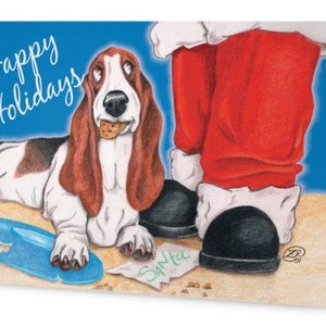Basset Hound Christmas Card: Santa&#39;s Cookies Holiday Greeting